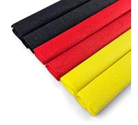 Netuno 6 rotoli di carta crespa nera, rossa e gialla, 200 x 50 cm, per decorazioni, confezioni regalo, progetti creativi, rotoli di carta crespa