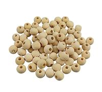 Netuno 80 perline di legno da 10 mm con foro, sfere di legno, naturalmente rotonde, per fai da te, gioielli macramè per fai da te