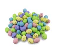 Netuno 80 Pezzi Uova di Pasqua Decorative Multicolore 1,5 cm x 1,8 cm Uova di polistirolo maculate Colorate Uova di Uccello Pasqua Decorazione Uova Artificiali plastica Uovo di Schiuma Piccole