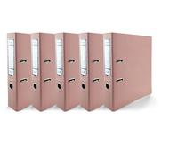 Netuno Ekobox Premium Edition Confezione da 5 raccoglitori con 2 anelli DIN A4, dorso 75 mm, in plastica brillante, colore: Rosa pastello