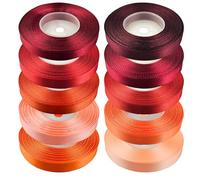 Netuno Set di 10 nastri di raso di colore rosso, 12 mm x 32 m, nastro decorativo per matrimonio, nastro in tessuto colorato per imballaggio, decorazione regali, nastro elegante e colorato