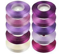 Netuno Set di 10 nastri di raso di colore viola, 12 mm x 32 m, nastro decorativo per matrimonio, nastro in tessuto colorato per imballaggio, decorazione, regali, nastro elegante e colorato