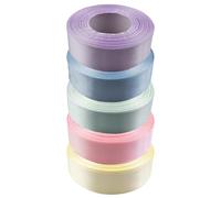 Netuno Set di 5 nastri di raso, colori pastello, 25 mm x 32 m, nastro decorativo per matrimonio, nastro in tessuto colorato per imballaggio, decorazione regali, nastro elegante e colorato