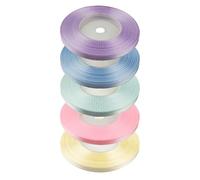 Netuno Set di 5 nastri di raso, colori pastello, 6 mm x 32 m, nastro decorativo per matrimonio, nastro in tessuto colorato per imballaggio, decorazione regalo, nastro elegante e colorato
