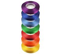 Netuno Set di 7 nastri di raso arcobaleno, 12 mm x 32 m, nastro decorativo per matrimonio, nastro in tessuto colorato per imballaggio, decorazione regalo, nastro elegante colorato
