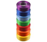 Netuno Set di 7 nastri di raso arcobaleno, 25 mm x 32 m, nastro decorativo per matrimonio, nastro in tessuto colorato per imballaggio, decorazione regalo, nastro elegante colorato