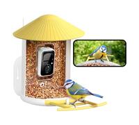 NETVUE by Birdfy Mangiatoia per uccelli con fotocamera, mangiatoia per uccelli con fotocamera per uccelli selvatici, mangiatoia per uccelli con video, visione notturna a colori interi, telecamera