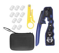 Network Cable Crimping Tool | High Carbon Steel Wire Stripper & Cutter | RJ45 Crimper for Ethernet/Internet/Phone Cables | 10PCS Crystal Heads & Storage Box