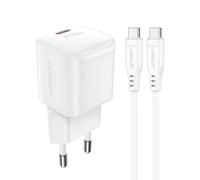 Netzteilladegerät Acefast A73 Mini PD 20W GaN + USB-C-Kabel, weiß