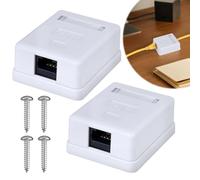 Netzwerkdose Aufputz Cat6A 2 Stück, 1 porta RJ45 LAN Dose Geschirmt 10 Gbps 500 MHz, T568A/B kompatibel, Werkzeugfreie Montage für Büro Haus Industrie