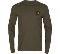 NEU Härkila GORM Longsleeve Uomo Manica Lunga Cotone Willow Green/Slate Brown