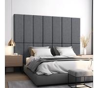 [neu.haus] Set di 2 Pannelli Murali Imbottiti Pannelli Decorativi Acustici per Parete 2 pezzi da 90x30 cm Rivestiti in Tessuto - Grigio Scuro