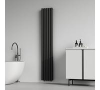 [neu.haus] Termosifone da Parete Radiatore Design Riscaldamento ad Acqua Calda Termoarredo a Pannello Doppio con Elementi Tubolari 180 x 30 cm - Nero