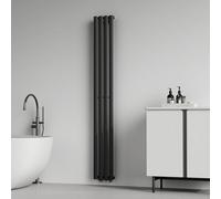 [neu.haus] Termosifone da Parete Radiatore Design Riscaldamento ad Acqua Calda Termoarredo a Pannello Singolo con Elementi Tubolari 180 x 24 cm - Nero