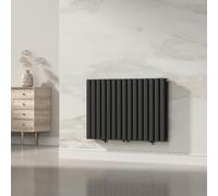 [neu.haus] Termosifone da Parete Radiatore Design Riscaldamento ad Acqua Calda Termoarredo a Pannello Doppio con Elementi Tubolari 60 x 90 cm - Nero