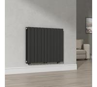 [neu.haus] Termosifone da Parete Radiatore Design Riscaldamento ad Acqua Calda Termoarredo a Pannello Doppio con Elementi Piatti 60 x 80 cm - Nero