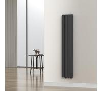 [neu.haus] Termosifone da Parete Radiatore Design Riscaldamento ad Acqua Calda Termoarredo a Pannello Doppio con Elementi Piatti 160 x 30 cm - Nero