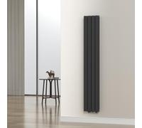 [neu.haus] Termosifone da Parete Radiatore Design Riscaldamento ad Acqua Calda Termoarredo a Pannello Doppio con Elementi Piatti 180 x 30 cm - Nero