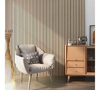 NEU.HOLZ Set di 12 Pannelli Fonoassorbenti Decorativi Isolamento Acustico per Parete e Soffitto Pannelli in Feltro Acustico PET con Listelli in MDF - Rovere