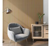 NEU.HOLZ Set di 12 Pannelli Fonoassorbenti Decorativi Isolamento Acustico per Parete e Soffitto Pannelli in Feltro Acustico PET con Listelli in MDF - Rovere Scuro