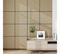 NEU.HOLZ Set di 12 Pannelli Murali 3D Fonoassorbenti 60x60 cm a Listelli Diagonali per Pareti Soffitti Moduli Decorativi Copertura 4,32 m² - Effetto Rovere Chiaro