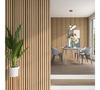 NEU.HOLZ Set di 15 Pannelli Murali 3D Decorativi per Parete e Soffitto Rivestimento Murale con Doghe in Polistirolo - Effetto Rovere Chiaro