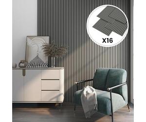 NEU.HOLZ Set di 16 Pannelli Fonoassorbenti Decorativi Isolamento Acustico per Parete e Soffitto Pannelli in Feltro Acustico PET con Listelli in MDF - Rovere Grigio chiaro