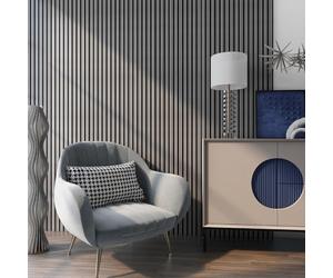 NEU.HOLZ Set di 16 Pannelli Fonoassorbenti Decorativi Isolamento Acustico per Parete e Soffitto Pannelli in Feltro Acustico PET con Listelli in MDF - Rovere Grigio