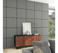 NEU.HOLZ Set di 16 Pannelli Murali 3D Fonoassorbenti 60x60 cm a Listelli Diagonali per Pareti Soffitti Moduli Decorativi Copertura 5,76 m² - Effetto Rovere Grigio Chiaro