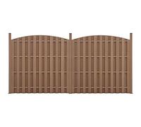 NEU.HOLZ Set di 2 Pannelli Steccato Staccionata a Doghe in WPC Recinzione Espandibile ad Arco con Base in Acciaio Frangivista Modulare (AxL)185x376 cm - Marrone