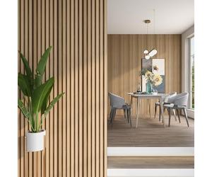 NEU.HOLZ Set di 20 Pannelli Murali 3D Decorativi per Parete e Soffitto Rivestimento Murale con Doghe in Polistirolo - Effetto Rovere Chiaro