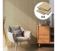 NEU.HOLZ Set di 4 Pannelli Fonoassorbenti Decorativi Isolamento Acustico per Parete e Soffitto Pannelli in Feltro Acustico PET con Listelli in MDF - Rovere