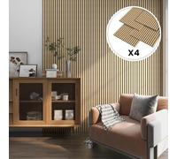 NEU.HOLZ Set di 4 Pannelli Fonoassorbenti Decorativi Isolamento Acustico per Parete e Soffitto Pannelli in Feltro Acustico PET con Listelli in MDF - Rovere Chiaro