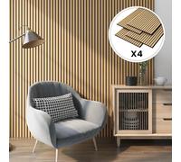 NEU.HOLZ Set di 4 Pannelli Fonoassorbenti Decorativi Isolamento Acustico per Parete e Soffitto Pannelli in Feltro Acustico PET con Listelli in MDF - Rovere Scuro