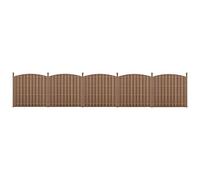 NEU.HOLZ Set di 5 Pannelli Steccato Staccionata a Doghe in WPC Recinzione Espandibile ad Arco con Base in Acciaio Frangivista Modulare (AxL)185x932 cm - Marrone