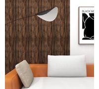 NEU.HOLZ Set di 6 Pannelli Murali 3D Decorativi per Parete e Soffitto Rivestimento Murale con Doghe in Polistirolo - Effetto Noce