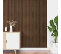 NEU.HOLZ Set di 6 Pannelli Murali 3D Decorativi per Parete e Soffitto Rivestimento Murale con Doghe in Polistirolo - Effetto Legno Scuro