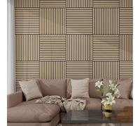 NEU.HOLZ Set di 8 Pannelli Murali 3D Fonoassorbenti 60x60 cm a Listelli Dritti per Pareti Soffitti Moduli Decorativi Copertura 2,88 m² - Effetto Noce Chiaro