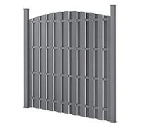 NEU.HOLZ Steccato ad Arco per Giardino Staccionata con Doghe e 2 Colonne in WPC Legno Composito Recinzione a Forma Curva con Base in Acciaio 185 x 193 cm - Grigio