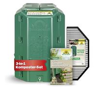 Neudorff Set compostiera termica, acceleratore di compost e griglia per mouse per compostaggio rapido di rifiuti da giardino e cucina