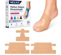 NEUJUS Nastro kinesiologico per alluce valgo, pretagliato, per uomo e donna, elastico per supporto e sollievo dal dolore alle dita e ai piedi, delicato sulla pelle, traspirante (24 pezzi, colore carne