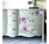 Neukids UV DTF adesivi transfer per mobili pianta,adesivi trasferibili per mobili fiore di peonia viola blu, carta adesiva per mobili, decorazioni per la casa 29X58CM