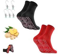 Neuro, calze a compressione per bussola vitale, calze a compressione tormalina, traspiranti ed ergonomiche per lavoro quotidiano e lunghe passeggiate (nero+rosso, 44-45)