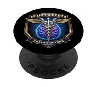 Neurochirurgo Cervello E Oltre Caduceo Badge Chirurgia Medico PopSockets PopGrip Adesivo