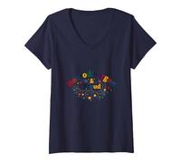 Neurodivergente e Orgogliosa: Celebrazione del Cervello colorato Maglietta con Collo a V, Donna, Navy, XL