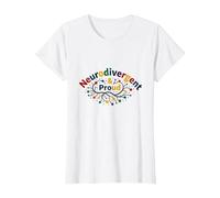 Neurodivergente e Orgogliosa: Celebrazione del Cervello colorato Maglietta, Donna, Bianco, M