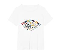 Neurodivergente e Orgogliosa: Celebrazione del Cervello colorato Maglietta, Donna Plus-Size, Bianco, 2X