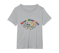 Neurodivergente e Orgogliosa: Celebrazione del Cervello colorato Maglietta, Donna Plus-Size, Grigio Melange, 3X