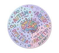 Neurodiversity Awareness Brain Citazione Fanciful Piccolo Mouse Pad | Consapevolezza della salute mentale, provocazione della neurodiversità, illustrazione fantasiosa, accessorio da scrivania di