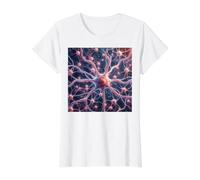 Neuroscienze - Microscopia degli astrociti Sistema Nervoso Centrale Maglietta con Stampa Grafica Economica, Donna, Bianco, XL